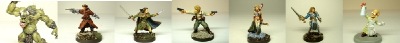 Painted miniature figures for role-playing games and table top war gaming 25 to 30 mm including fantasy, science fiction, pulp, super hero, and horror.