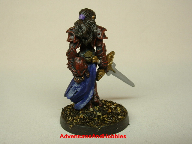 Female knight with longsword painted figure for fantasy role-playing games and table top war games rear view