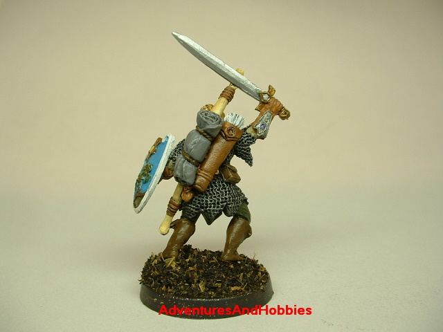 Elf warrior with longsword and longbow painted figure for fantasy role-playing games and table top war games rear view