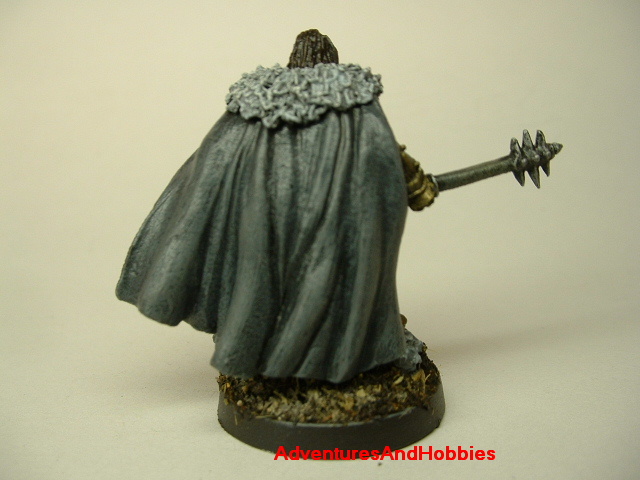 Evil warrior mage with mace painted fantasy figure for use in role-playing games and table top war games rear view