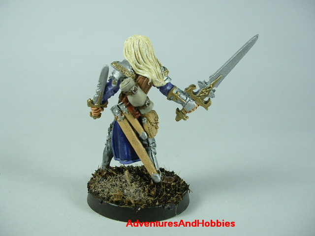 Elf knight with longsword and dagger painted figure for role-playing games and table top war games - rear view