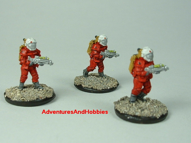 Space marine 3 man fire team A 15 mm painted figure for science fiction role-playing games and table top war games front view