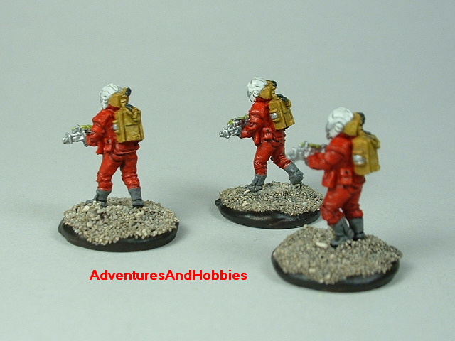 Space marine 3 man fire team A 15 mm painted figure for science fiction role-playing games and table top war games rear view