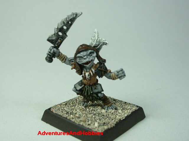 Goblin with sword painted 25 mm figure for fantasy role-playing games and table top war games - front view