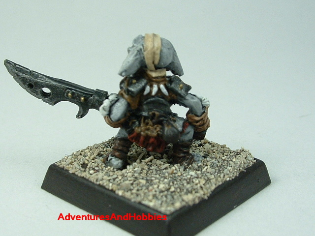 Goblin wounded with halberd painted 25 mm figure for fantasy role-playing games and table top war games - rear view