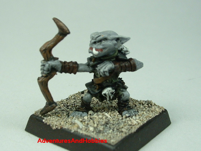 Goblin with bow painted 25 mm figure for fantasy role-playing games and table top war games - front view