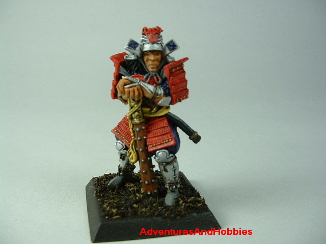 Samurai general with war club painted figure for Fuedal Japan role-playing games and table top war games - front view