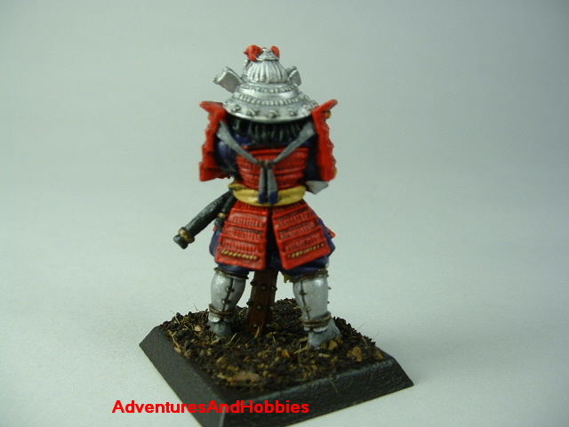 Samurai general with war club painted figure for Fuedal Japan role-playing games and table top war games - rear view