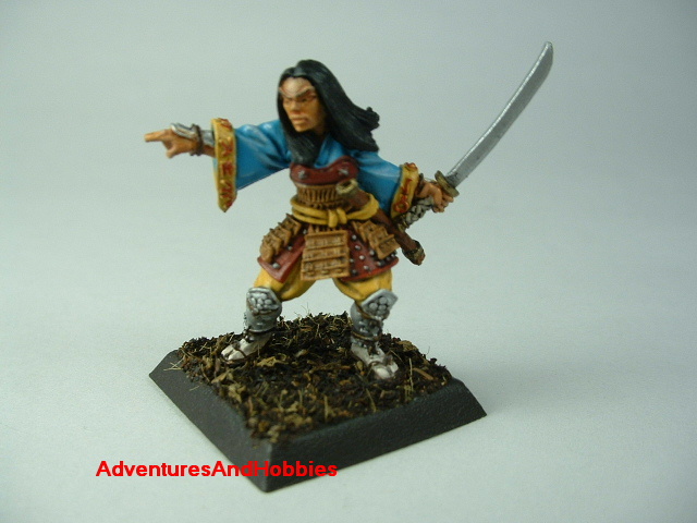 Female samurai with sword painted figure for Fuedal Japan role-playing games and table top war games - front view