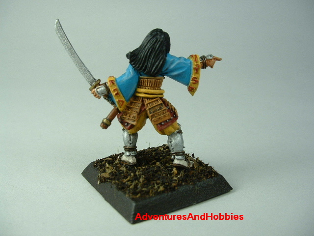 Female samurai with sword painted figure for Fuedal Japan role-playing games and table top war games - rear view