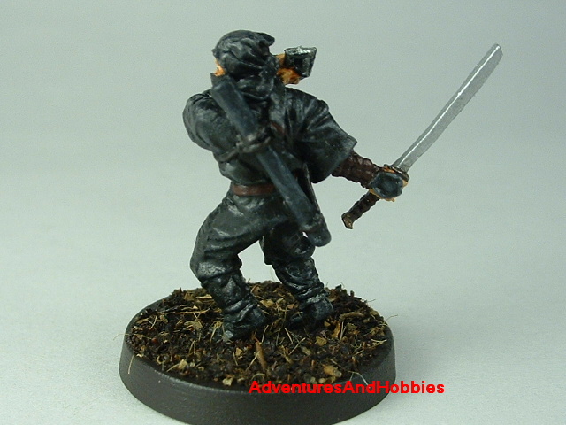 Ninja warrior with katana and shuriken painted figure for Fuedal Japan role-playing games and table top war games - rear view