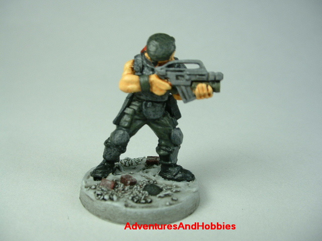 Special Forces post apocalypse soldier zombie hunter painted figure for role-playing games and table top war games - front view