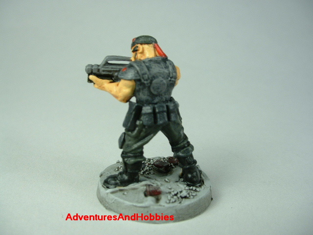 Special Forces post apocalypse soldier zombie hunter painted figure for role-playing games and table top war games - rear view