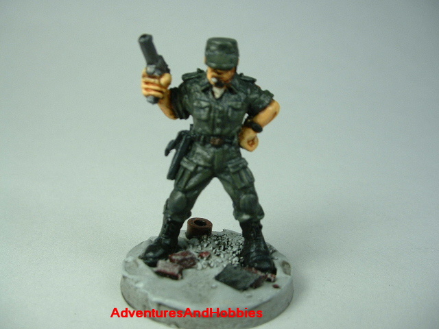 Post apocalypse officer leader soldier zombie hunter painted figure for role-playing games and table top war games - front view