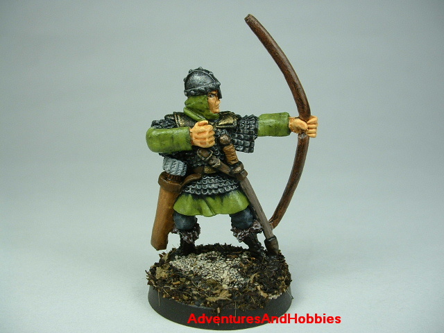 Man at arms with longbow painted figure for fantasy role-playing games and table top war games - front view