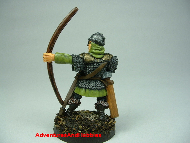 Man at arms with longbow painted figure for fantasy role-playing games and table top war games - rear view