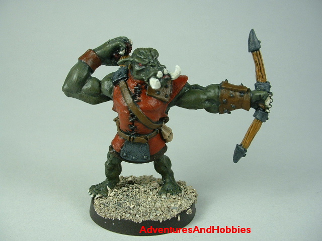 Orc archer painted figure for fantasy role-playing games and table top war games front view