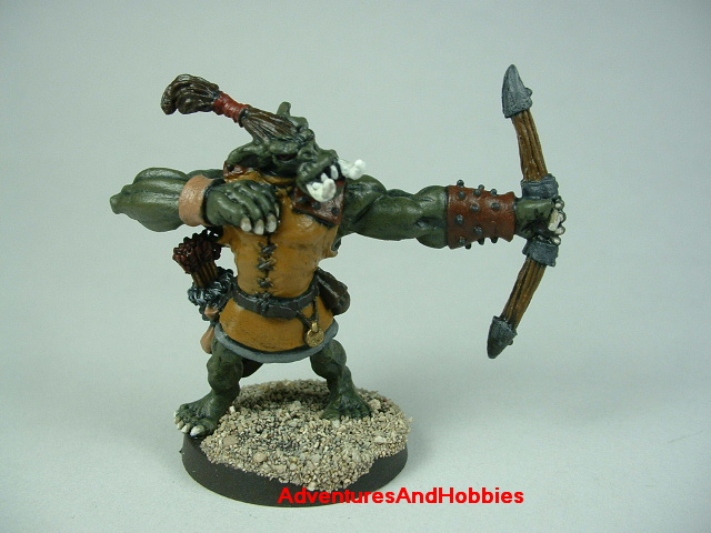 Orc archer 28 mm scale painted figure for fantasy role-playing games and table top war games front view