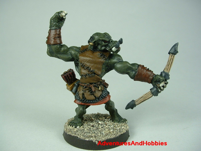 Orc archer firing bow painted figure for fantasy role-playing games and table top war games front view