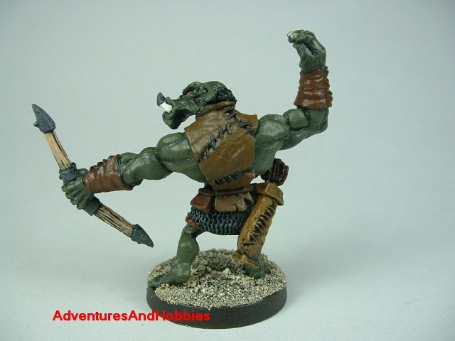 Orc archer firing bow painted figure for fantasy role-playing games and table top war games rear view