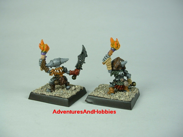 Group B pair of goblin warriors with swords and torches painted figure for fantasy role-playing games and table top war games - rear view