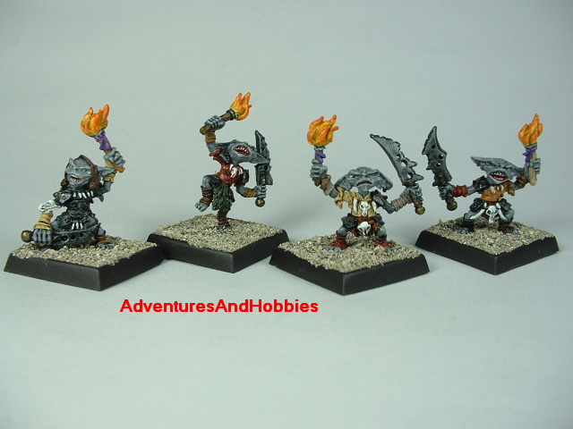 Goblin war band with swords and torches painted figure for fantasy role-playing games and table top war games