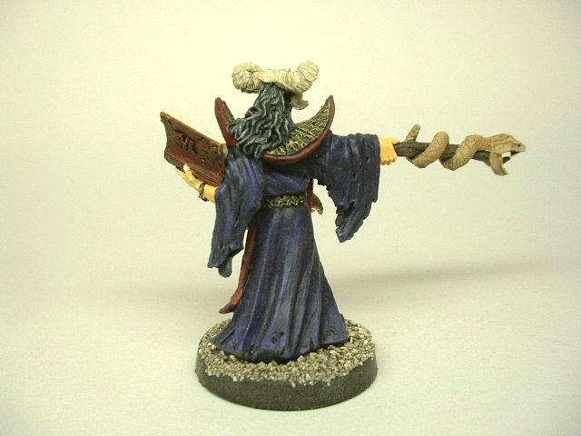 Evil wizard casting spell painted fantasy D&D miniature figure 25 - 28 mm scale rear view 2