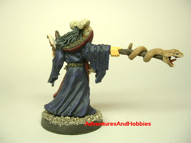 Evil wizard casting spell painted fantasy D&D miniature figure 25 - 28 mm scale rear view