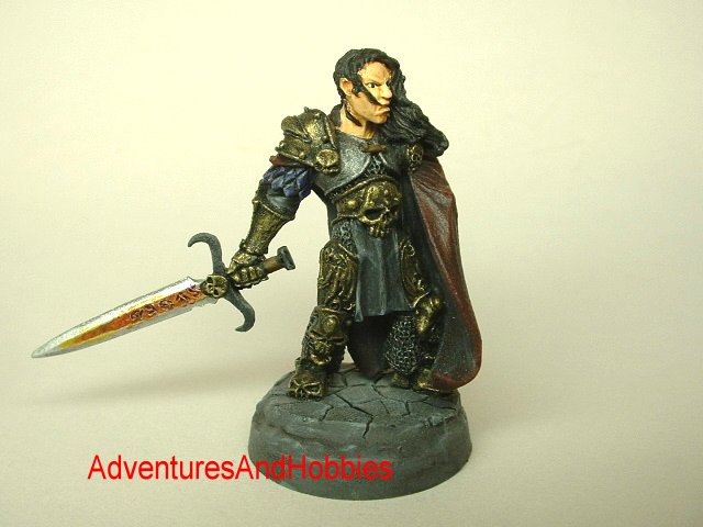 Evil paladin knight with magical longsword 28 mm painted fantasy figure for use in role-playing games and table top war games front view