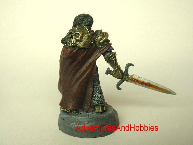 Evil paladin knight with magical longsword 28 mm painted fantasy figure for use in role-playing games and table top war games rear view