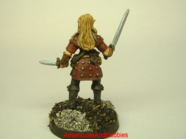 Female Elf warrior 25 mm painted figure for role-playing games and table top war games rear view