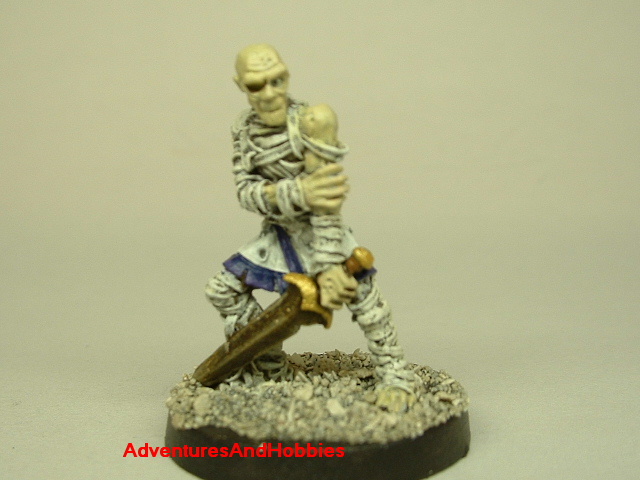 Egyptian mummy with sword painted figure for role-playing games and table top war games front view