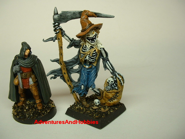 Giant Halloween Scarecrow monster painted figure with 25mm figure for size comparison for role-playing games and table top war games