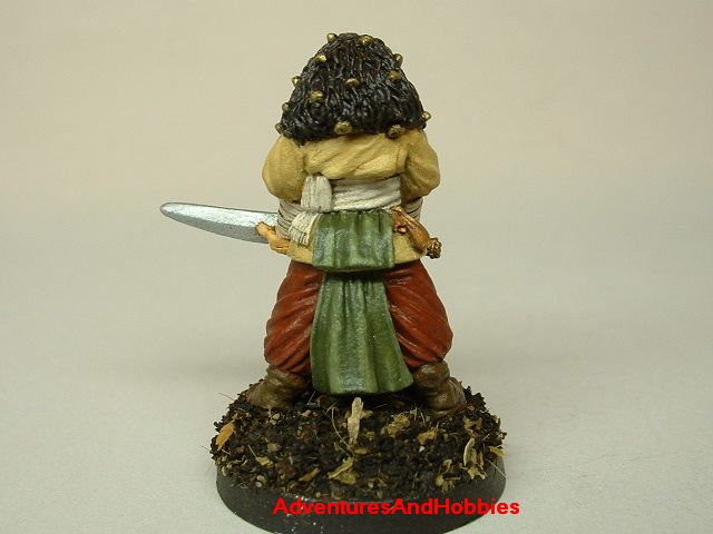 Master swordsman warrior with longsword painted figure for fantasy role-playing games and table top war games rear view